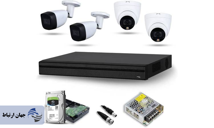 اجزای تشکیل دهنده پک دوربین مداربسته شامل دوربین، DVR و هارد