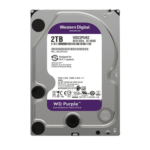 هارد اینترنال وسترن بنفش مدل WD Purple ظرفیت 2TB مناسب دوربین مداربسته